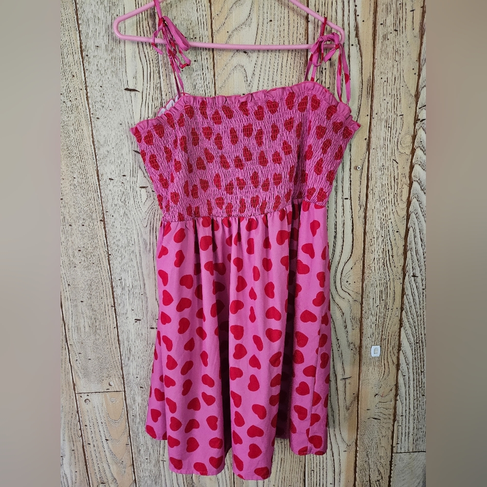 Pink heart pring dress size 3X
